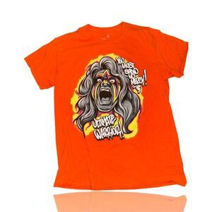 WWE x Urban Aztec Ultimate Warrior Men's Orange Graphic T-Shirt M
